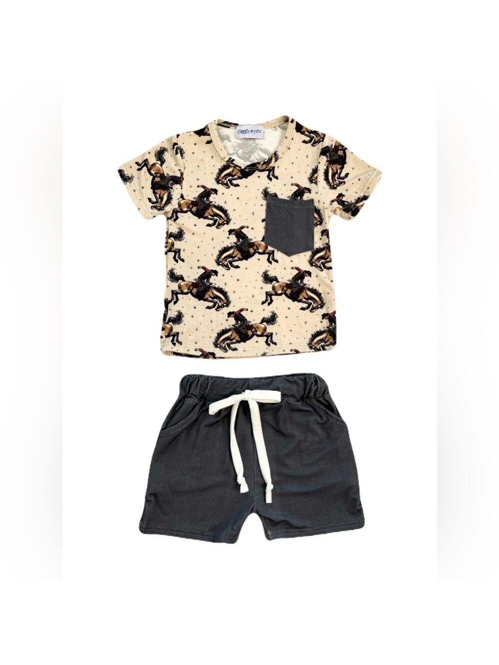 🇨🇦 Little‎ Eyes Kids Bamboo Clothing T-Shirt Shorts Western Kids Outfit Set